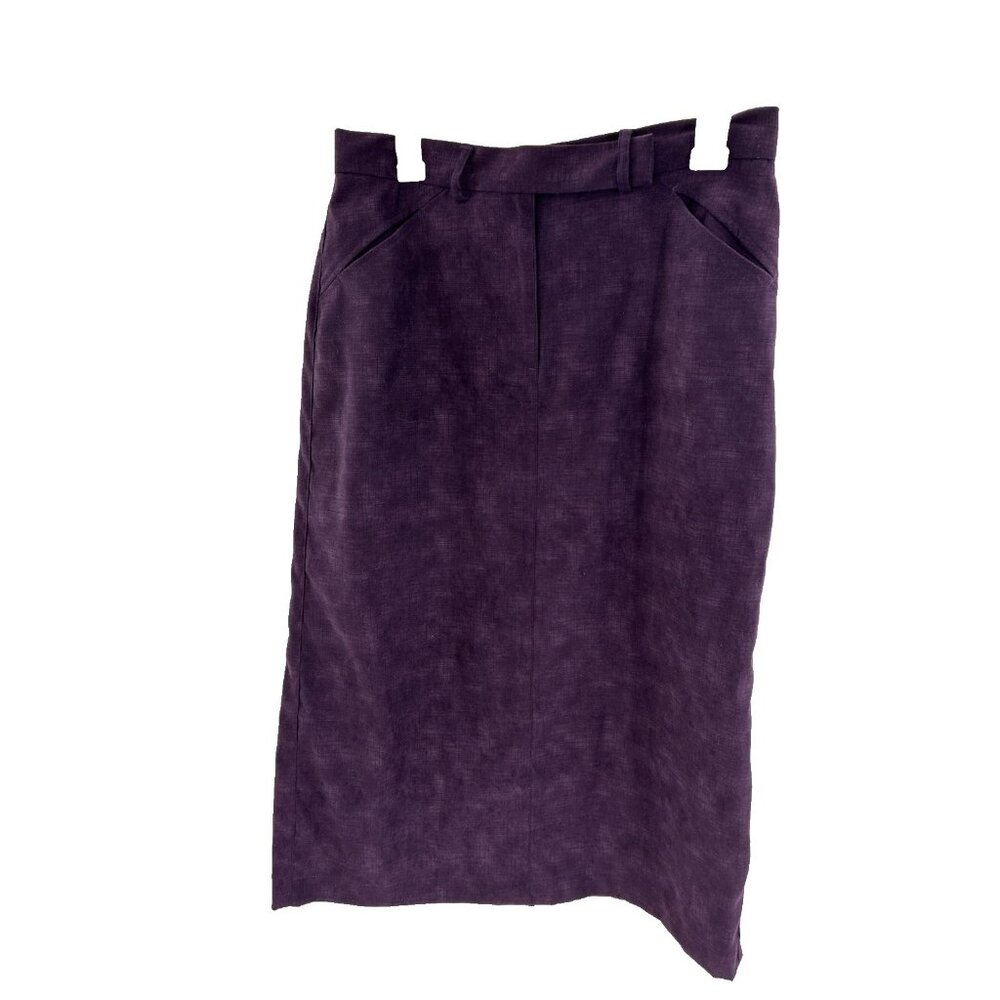Christopher & Banks Womens 8 Purple Faux Suede Midi Skirt Pencil Style Lined